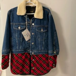 MAJE BNWT denim jacket with plaid